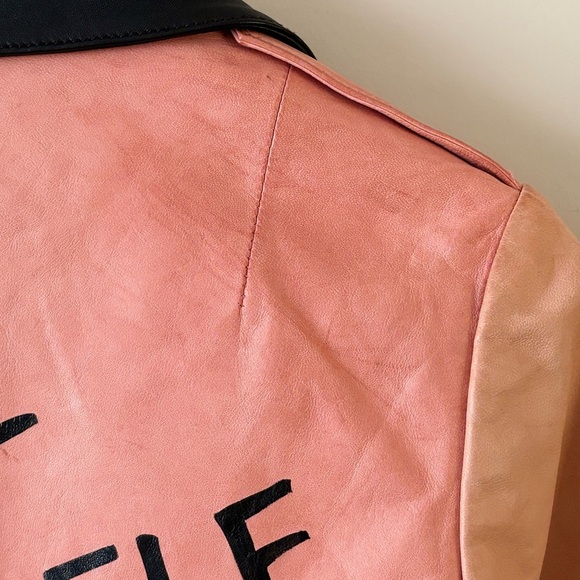 Alice + Olivia Lamb Leather Moto Jacket – “LOVE YOURSELF” – Size S - Picture 7 of 11